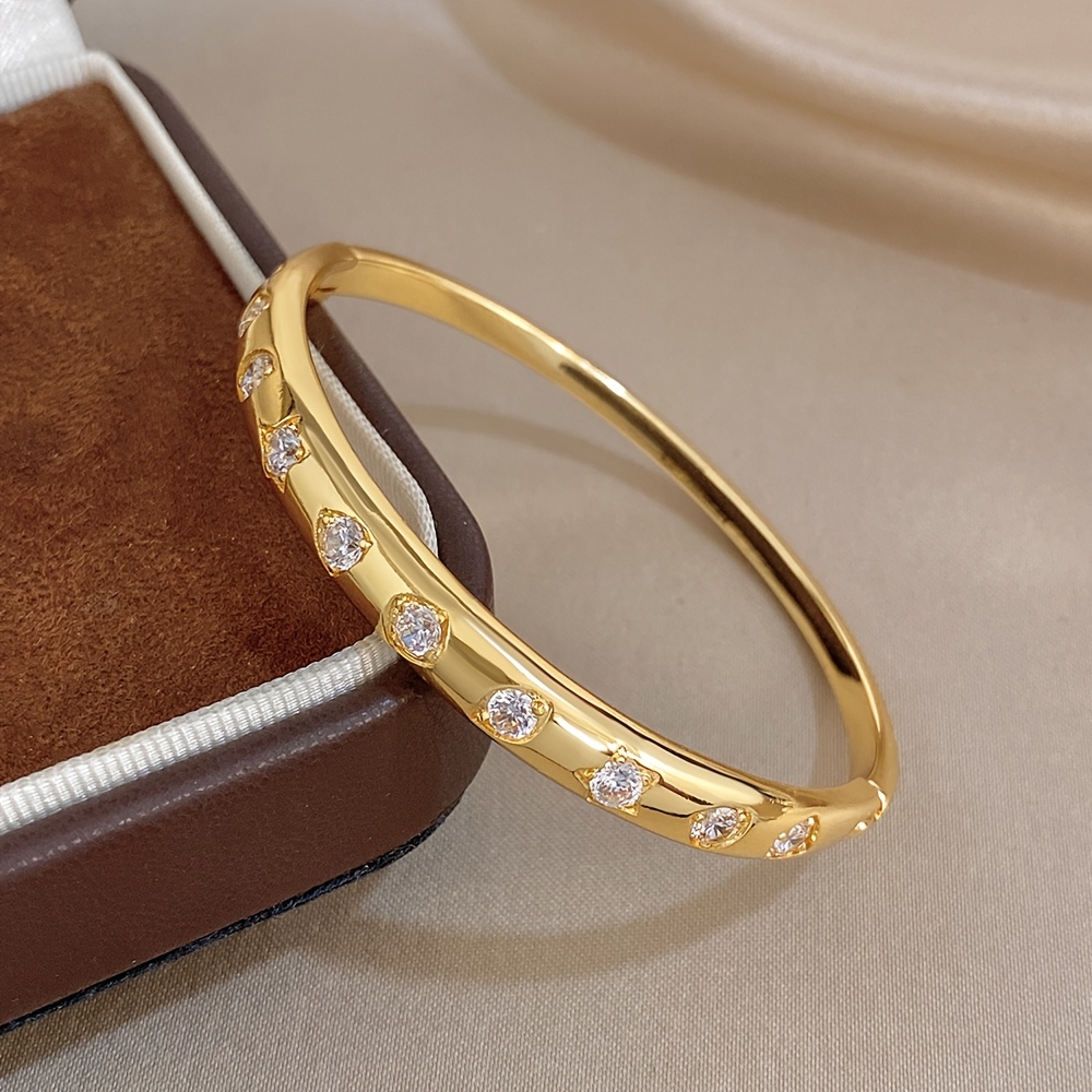 Women's Golden Star Copper Bracelet, Gold Plated Zirconia